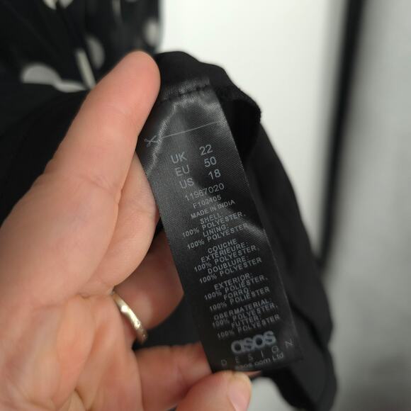 ASOS Curve Design Long Sleeve Polka Dot Dress Size 18 NWT - Picture 12 of 15